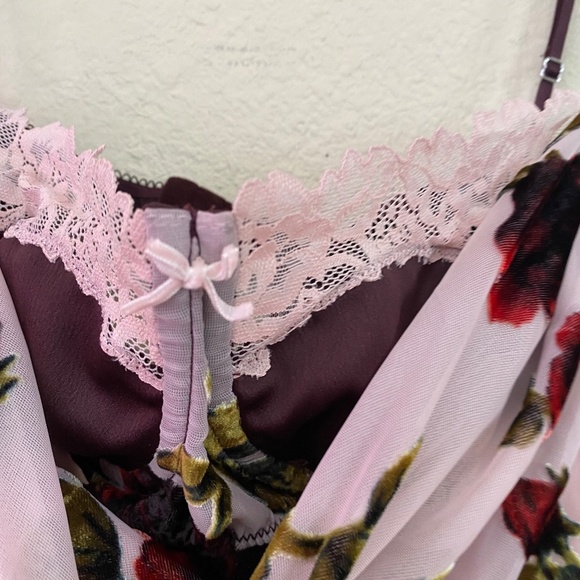 HOUSE OF CB size S A-C 'Azura' Pink Devore Midi Dress floral velvet - Picture 4 of 14